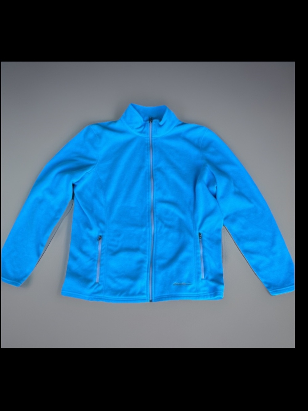 Eddie Bauer women’s Blue Full-Zip Fleece Jacket with 2 zip pockets. Size large